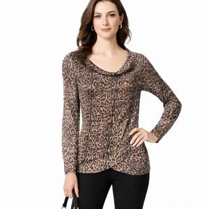 𝅺NEW I-N-C International Concepts Leopard lightweight Long Sleeve Sweater XS